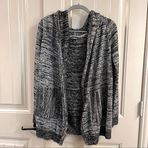 Women’s Express hooded cardigan, medium, black and grey